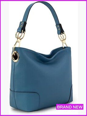 Medium Hobo Bucket Bag Faux Leather Shoulder Purse Satchel Chic Elegant